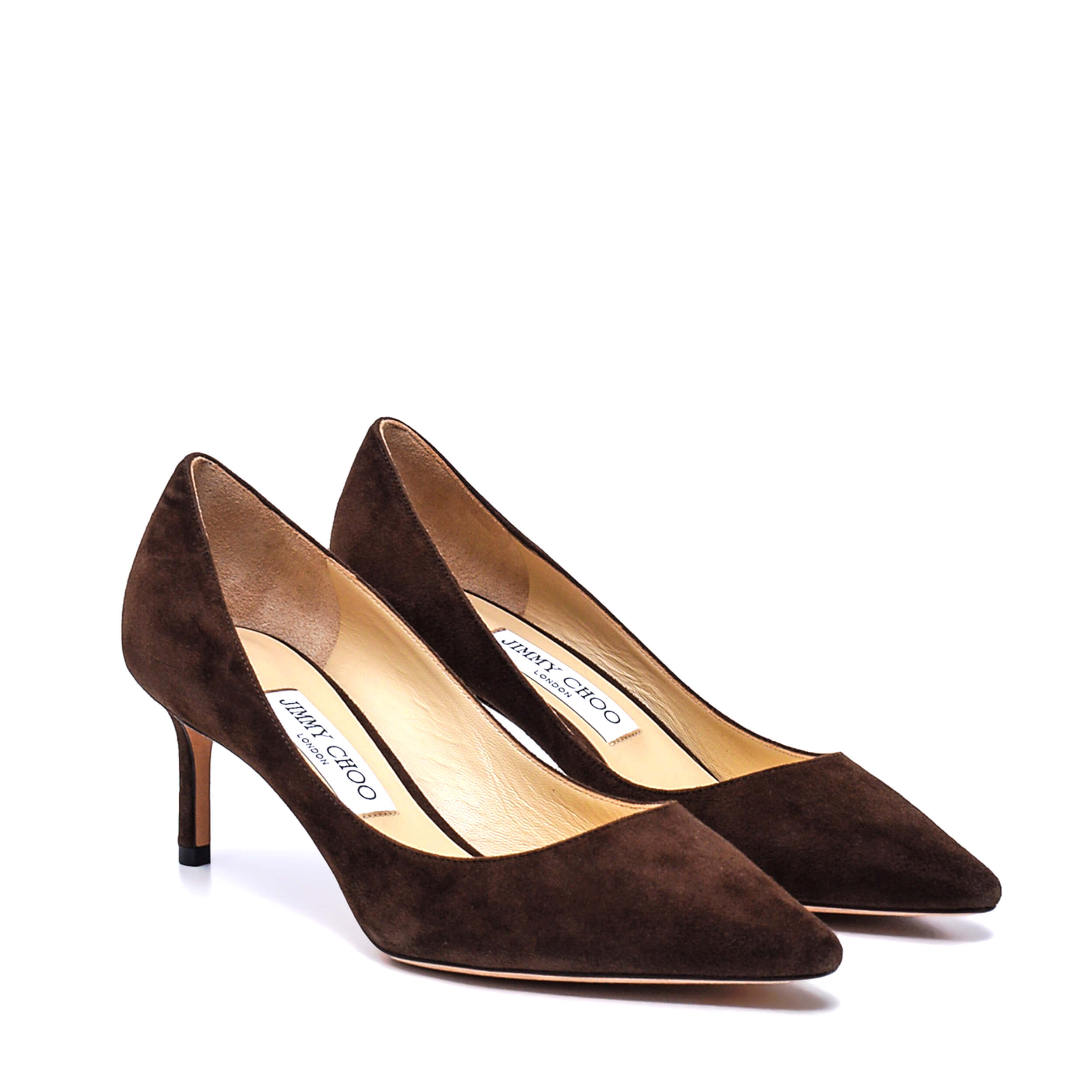 Jimmy Choo - Brown Suede Romy 60 MM Pointy Toe Pumps / 38